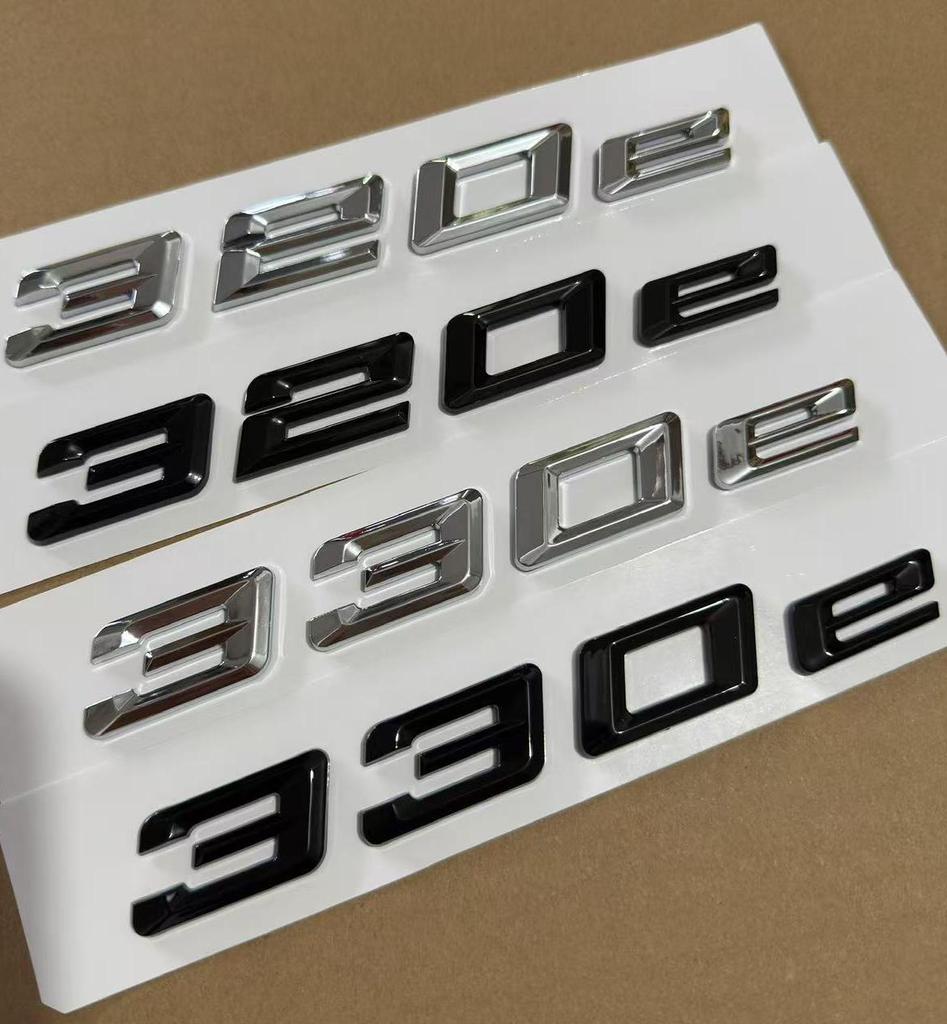ABBY1 1X New Style ABS Chrome Gloss Black 320e 330e Letters Trunk Lid Badges Emblems Emblem Badge Sticker