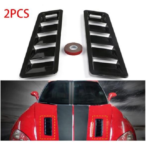 Car Hood Vent Scoop Louver Scoop Cover Cooling Air Flow Intake Universal Black*2