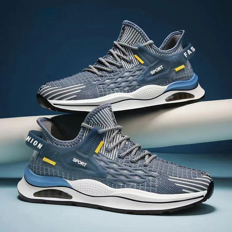 

2025 New Men s Soft Bottom Comfortable Sneakers Mesh Breathable Versatile Youth Casual Shoes Student Fashion Running Shoes 44 синий