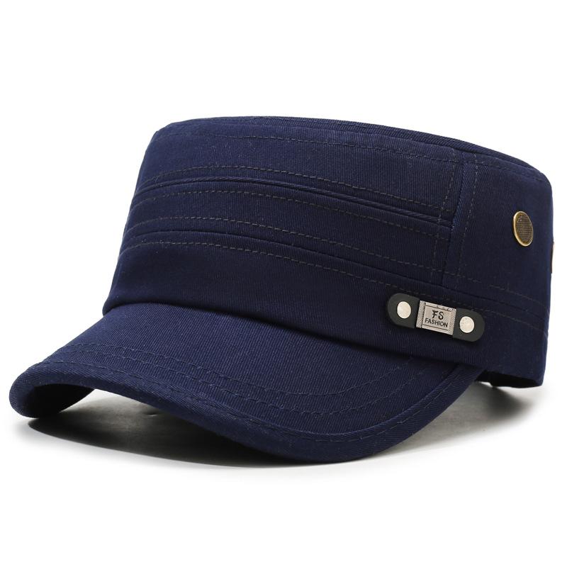 Men's Cotton Flat Top Hat - Casual Outdoor Cap for All Seasons, Simple Fashion Travel Cap