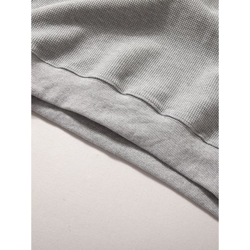 Henry Collar Sweatshirt for Men, Autumn Season, Heavy Texture Pullover Long-Sleeve Top, Waffle Pattern Casual Loose Base Layer Jacket, Trendy
