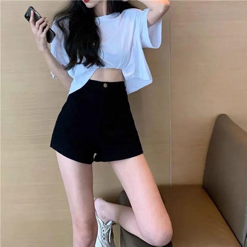 Comfortable Skinny Fashionable and Versatile A Word High-waisted Denim Shorts Female Summer Hip-lifting Slim Thin Wide-leg Tight Stretch Pants