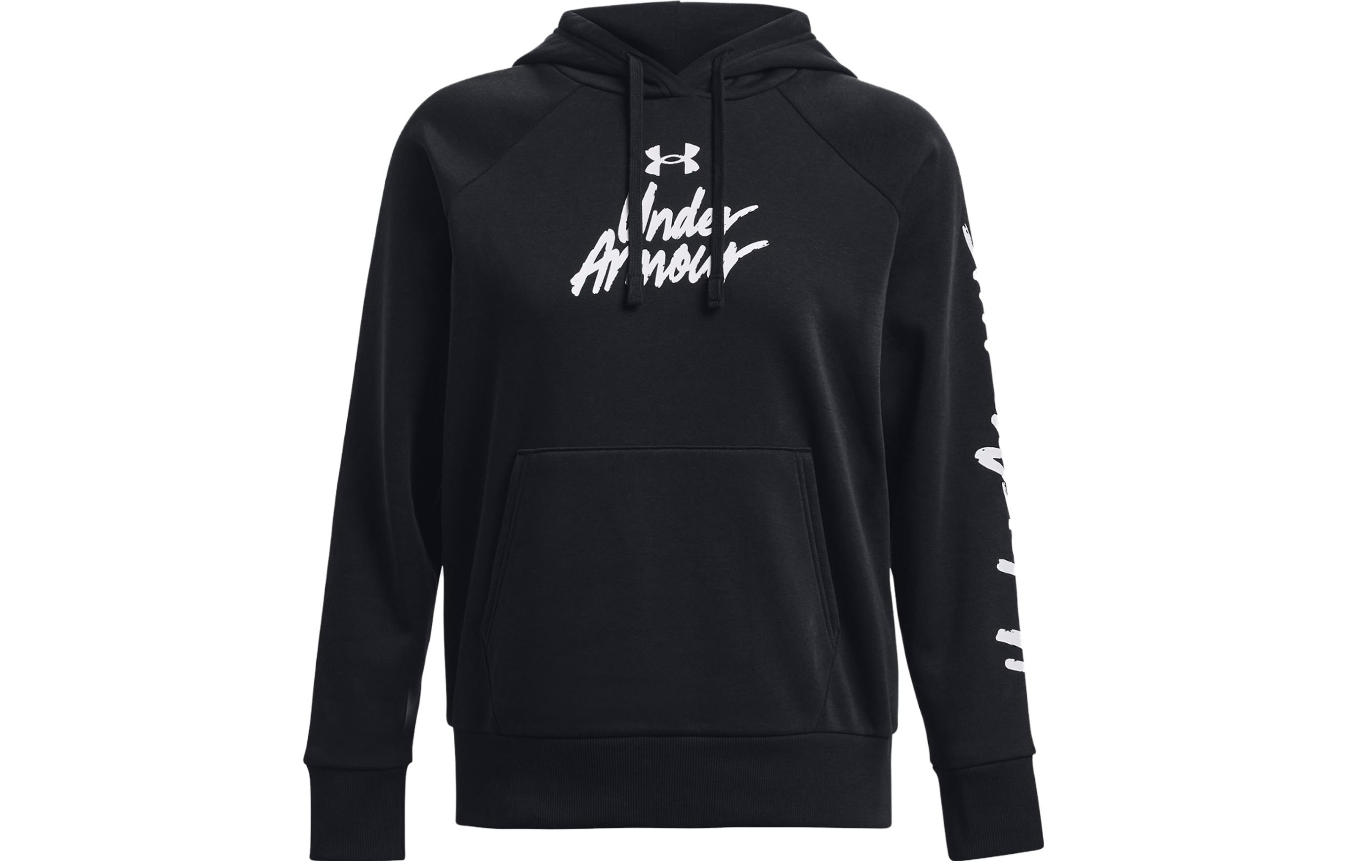 Under Armour Rival Fleece Sweatshirts Women s Black Hooded Thickened Regular 1379609-001 LG