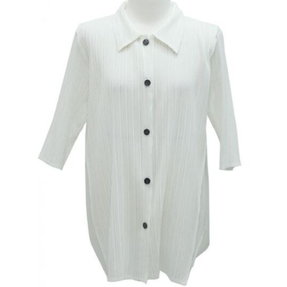 Shiz Madam Women Pleated Collar Long Shirt T57131