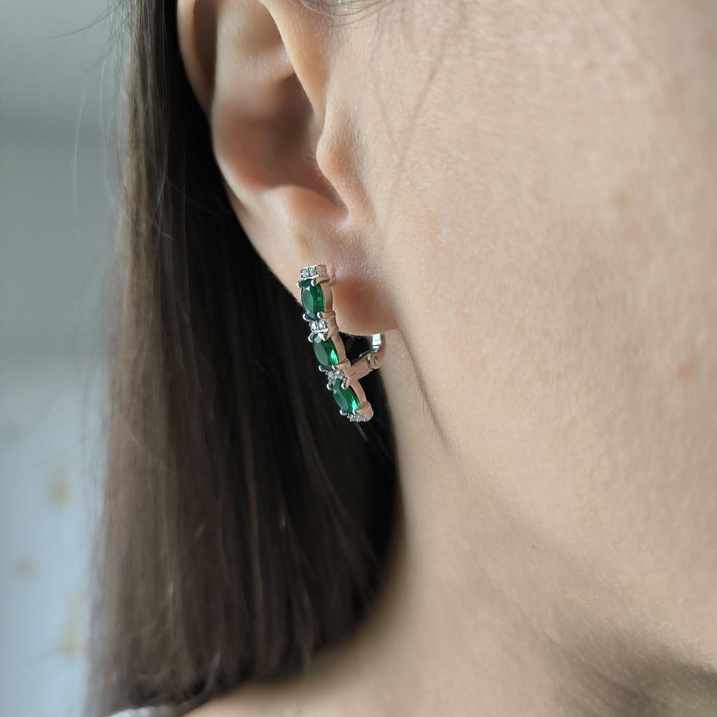 Серебряные серьги с изумрудом nano 2.367ct (2197386)