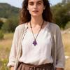 Semi-Precious Agates/Amethyst Necklace Five-Petal Pendant Necklace  Birthday Gifts