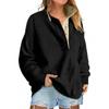 Women's Fashion Long Sleeve Solid Color Pullover Sweatshirt Casual Loose Button Sweatshirt