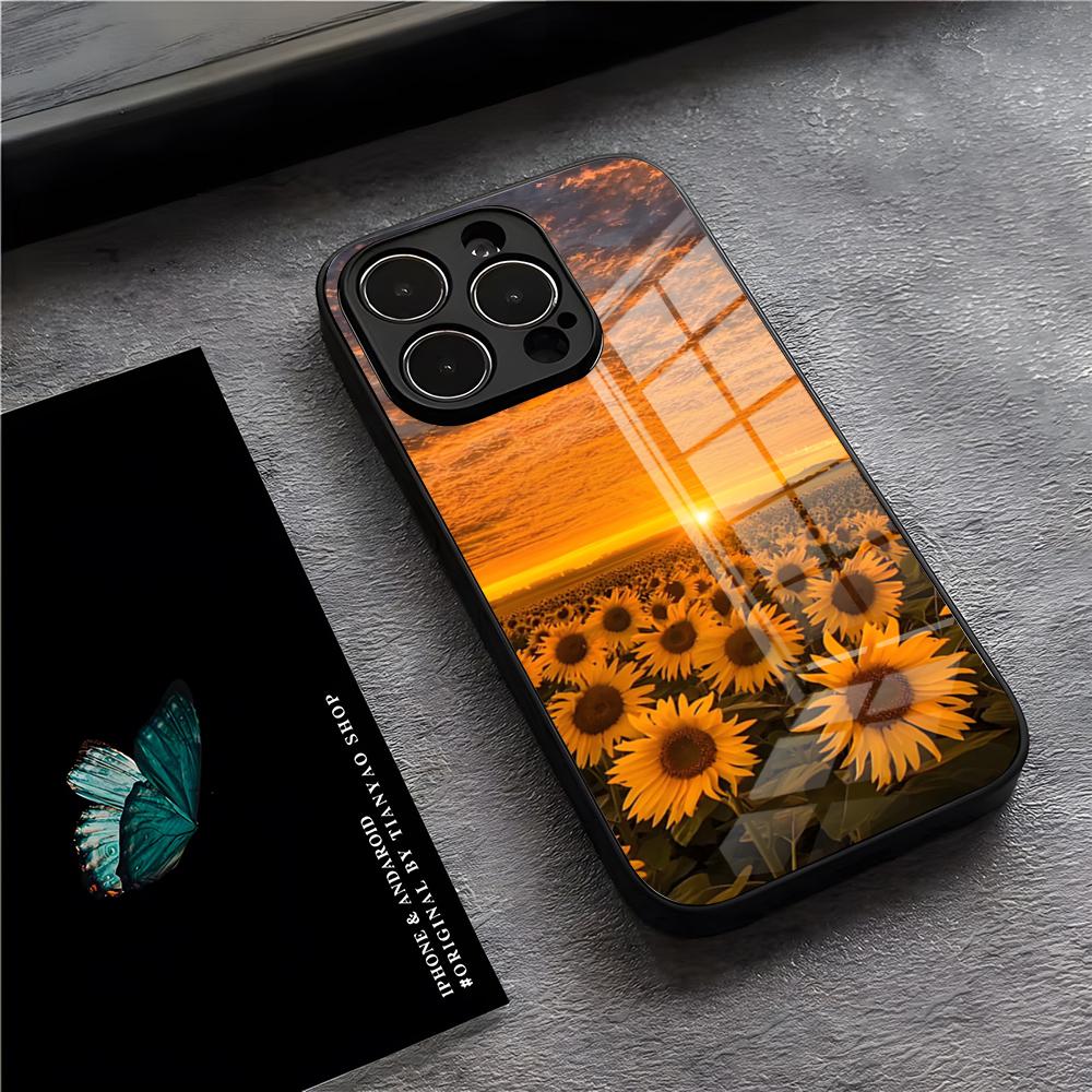 Sunflower Starry Phone Case For IPhone 17 Pro Max 15 Pro 16 14 Plus 12 13 Mini 11 Pro Shockproof Glass Cover