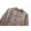 Kaslead New Arrival Women's Clothing Fashion Style Stylish Simple and Versatile Deerskin Velvet Stand-up Collar Jacket