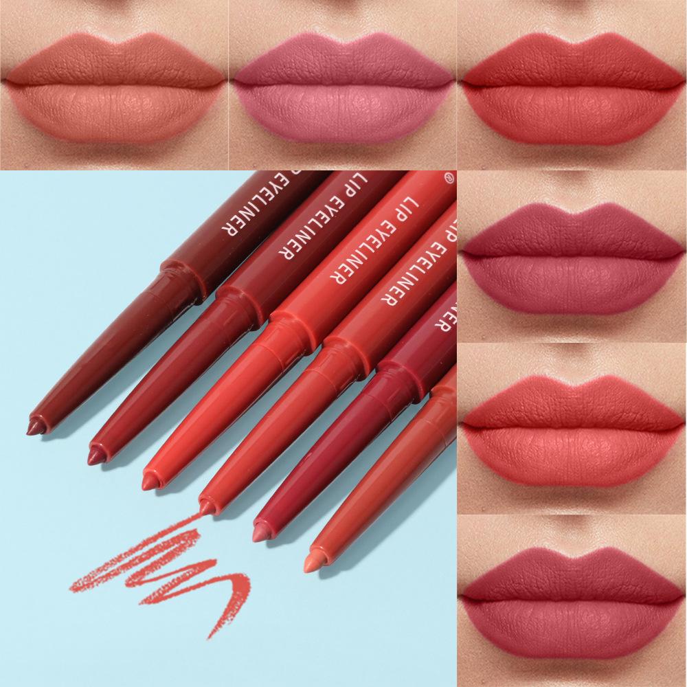 Pink Waterproof Automatic Matte Lip Liner - Smudge-Proof Lipstick Pencil