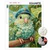 Sparkling Framed Pearl Painting Kit DIY with Cute Parrot In Hat 3D Bead Art Canvas Ready To Display Home Wall Decor Gift for Bird Lovers
