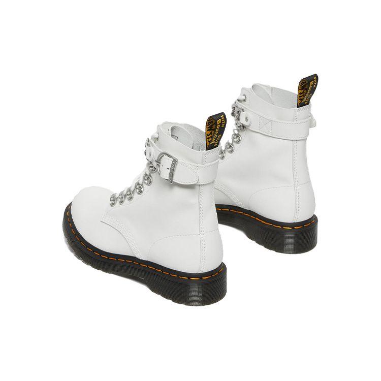 Dr. Martens 1460 Leather Metal Buckle Elastic Short Boots Women Boots White 27266100