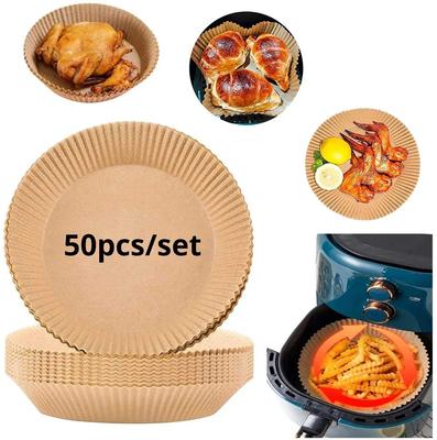 Einweg-Heißluftfritteuse 50 Stück/Set Papier-Einlage 23 cm Ölfester Wasserdichter Airfryer Einweg-Kochpapier-Tabletts Backpapier