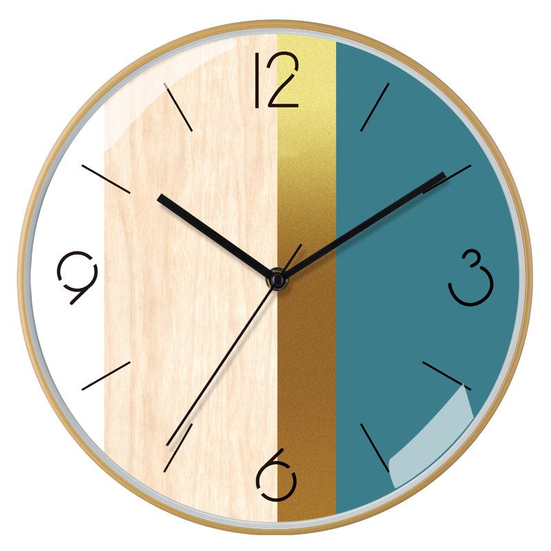 12 Inch 30cm New Chinese Style Imitation Wood Grain Bamboo Pattern Brushed Silent Clock Fashionable Living Room Personalized Creative Wall Clock