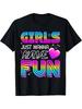 Men's & Women's Retro Girls Just Wanna Have Fun T-Shirt - Colorful Heart Print Short Sleeve Crew N