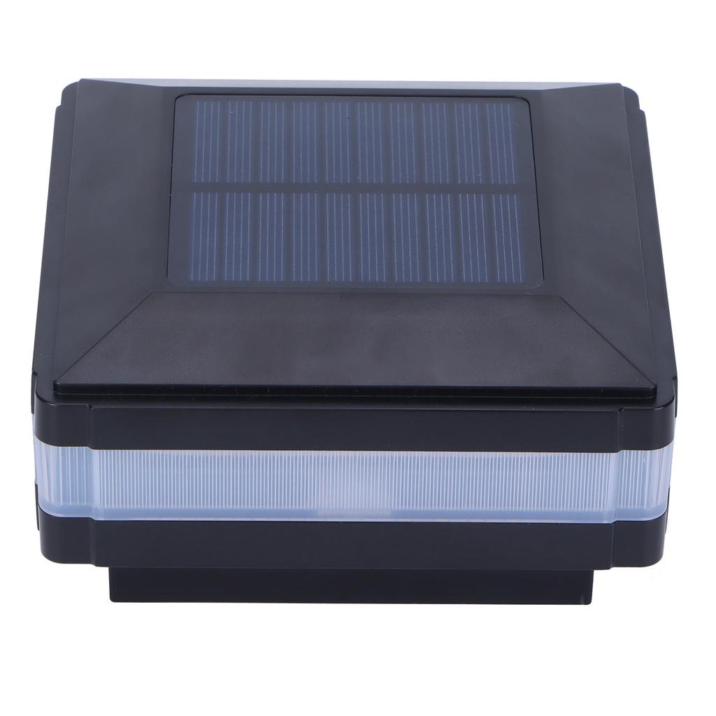 LED Paallamp Zonne-energie Dubbele Kleur Inductie Hekkap Pilaarlamp IP65 Waterdicht Zwart(Warm