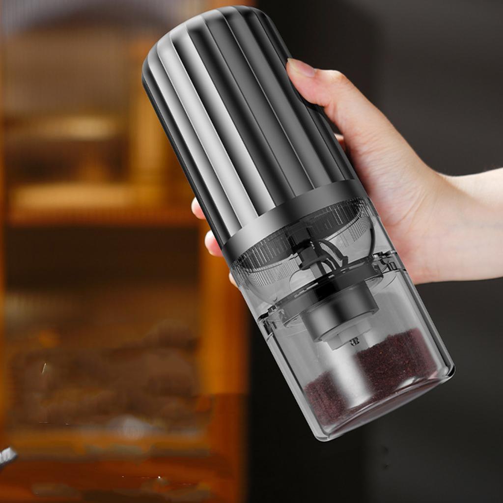 Electric Coffee Grinder One Touch Automatic Cordless Portable Quiet Coffee Beans Grinder for Home Use Black