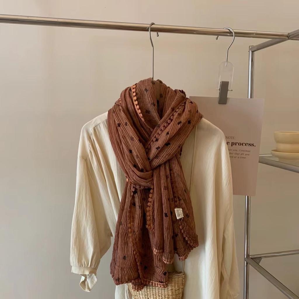 Autumn and Winter Cotton and Linen Scarf Women's Artistic Retro Shawl Casual and Elegant Scarf