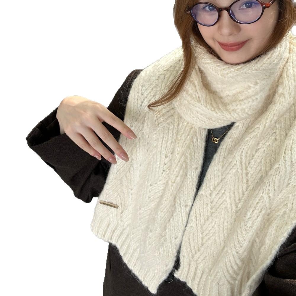 High-grade quality alpaca wool knitted scarf women's winter solid color versatile warm high-grade wool scarf manufacturers wholesale