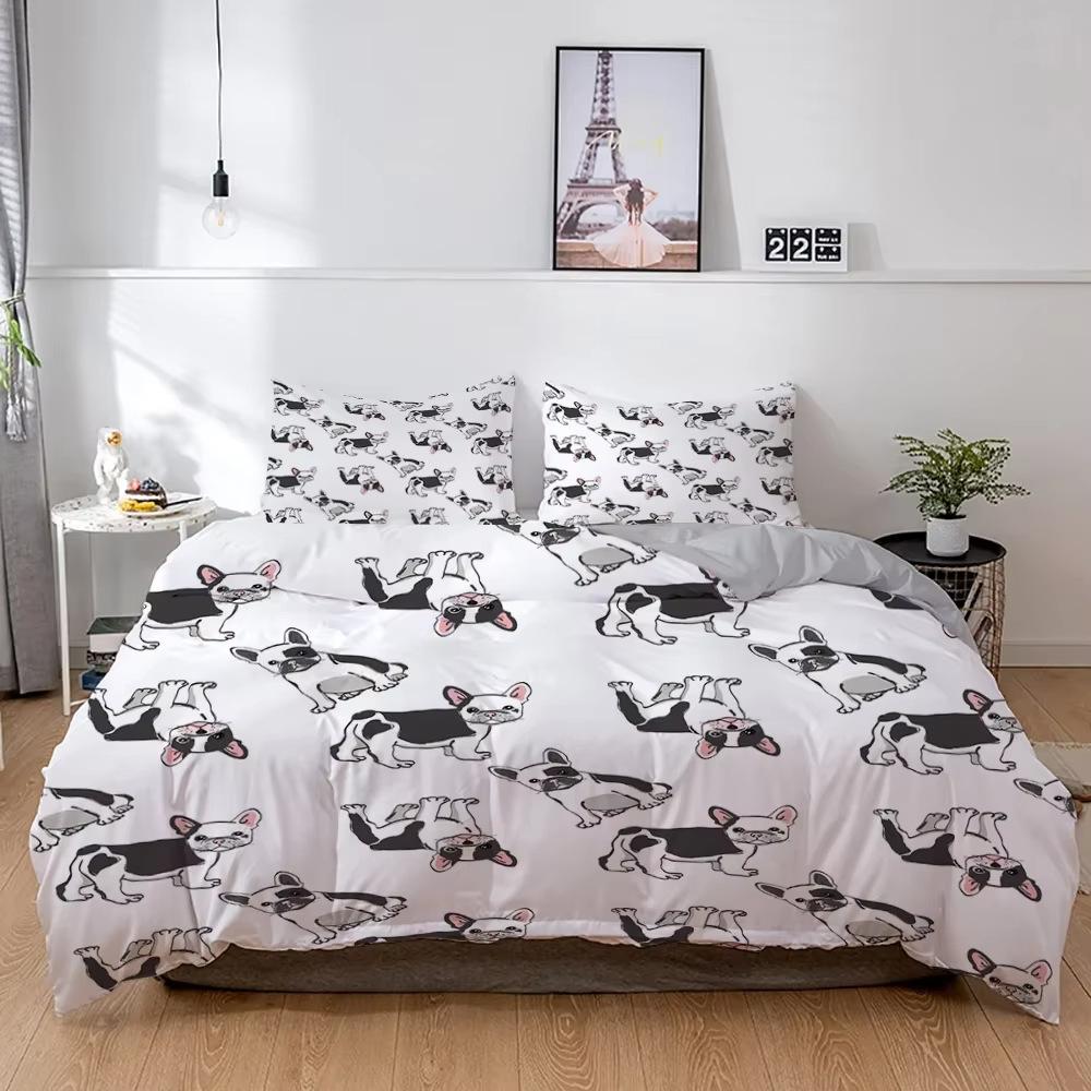 Cartoon Puppy Down Comforter Set Bedding Set 3-piece Duvet Cover Set
