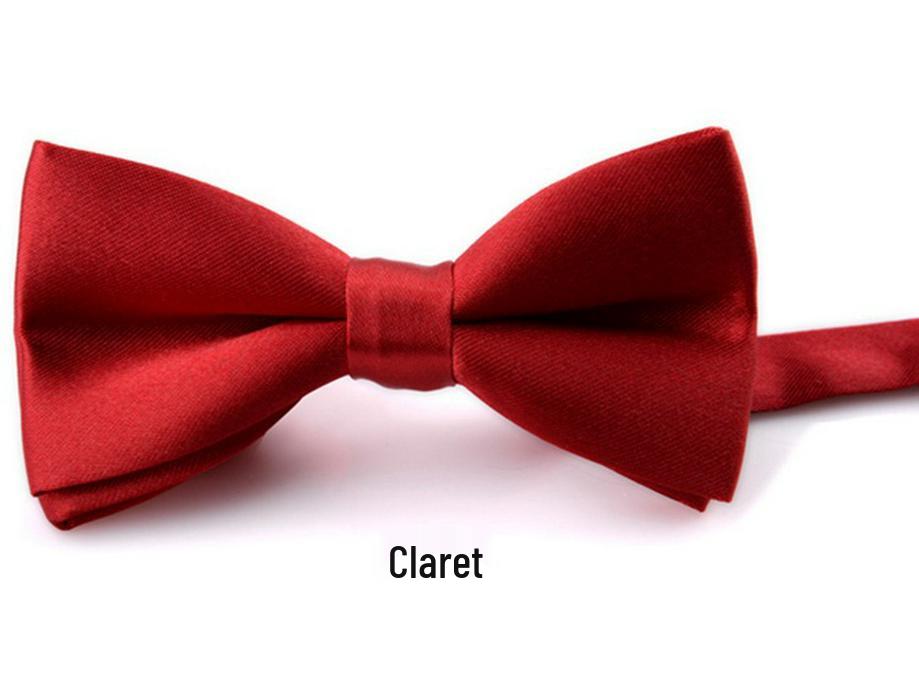 

Trendy Korean-Style Silk Bow Tie for Men and Children - Solid Color for Baby, Kindergarten, and Elementary School Students вино красного
