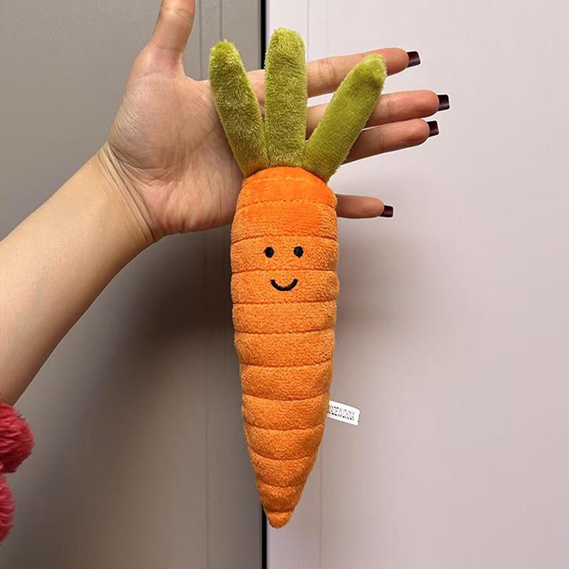 Fun Carrot Plush Toy Keychain Cartoon Vegetable Soft Stuffed Doll Pendant Car Key Ring Backpack Bag Decor Kid Gift