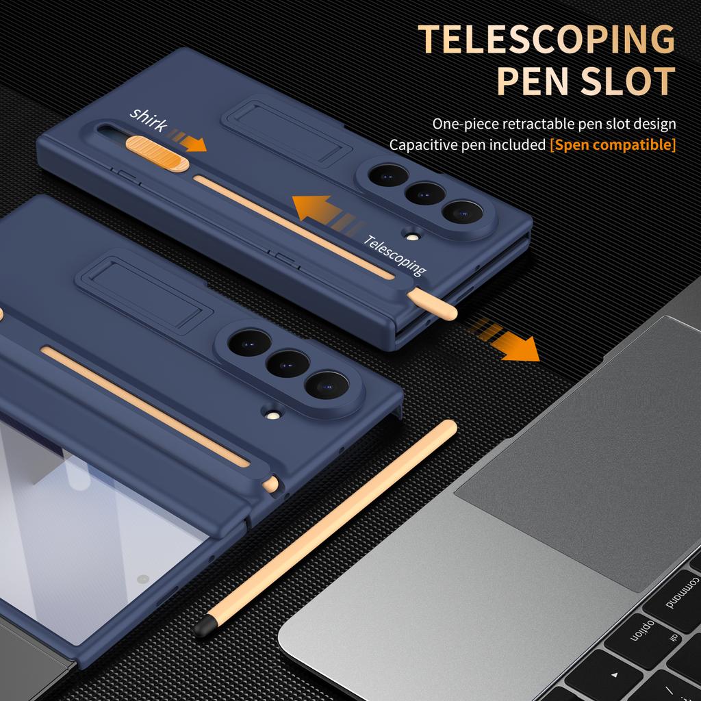 Magnetische Klapphülle für Samsung Galaxy Z Fold 7 3 4 5 6 Bildschirmschutz Retractable Aufbewahrungs-Stifthalter Abdeckung für Galaxy Z Trifold