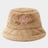 Women S Bow Embroidered Plush Bucket Hat Winter Outdoor Fashion Sun Hat