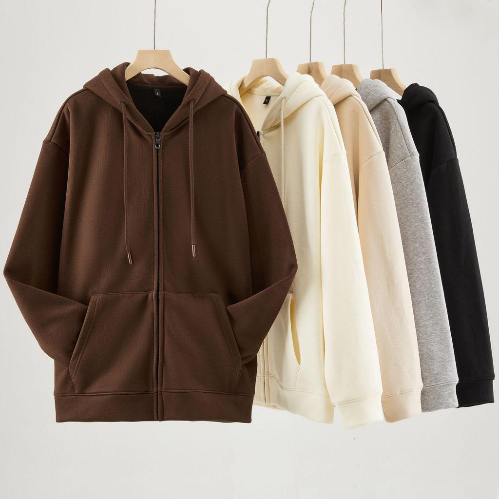 Women's Oversize Silver Fox Fur Hooded Zipper Sweatshirt, Thickened 500g for Autumn/Winter, Trendy Drop Shoulder Plus Velvet Jacket.