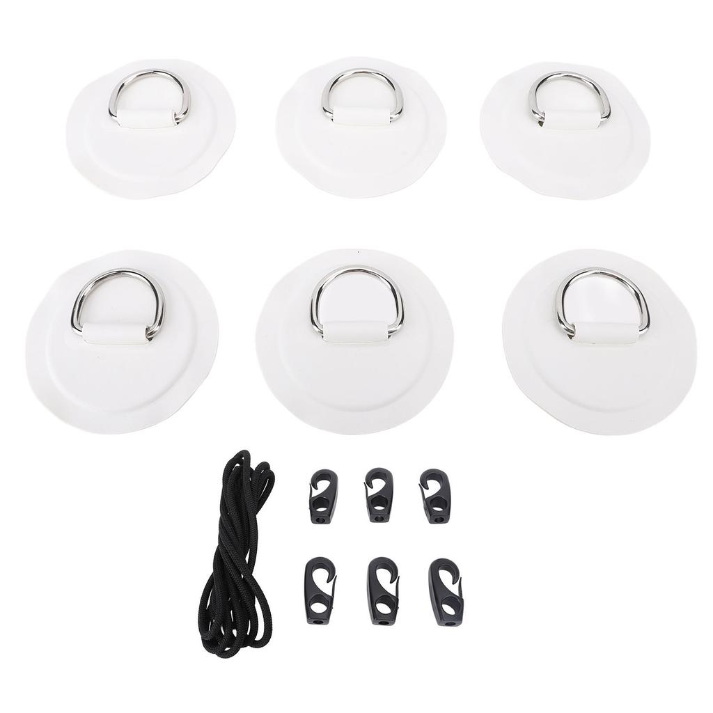 Stainless Steel D Ring Patch Kit PVC Paddle Board D Rings with Rope Hooks for Kayak Inflatable Boat 