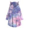 Women Fashion Plush Pocket Winter Tie-dyed Long Sleeve Keep Cat Ears Warm Coat