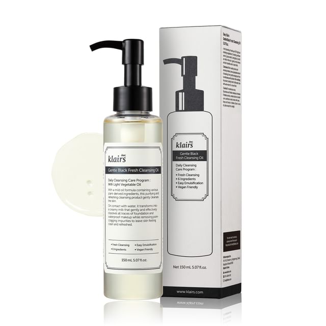 dear, klairs Мягкое черное свежее очищающее масло 150ml