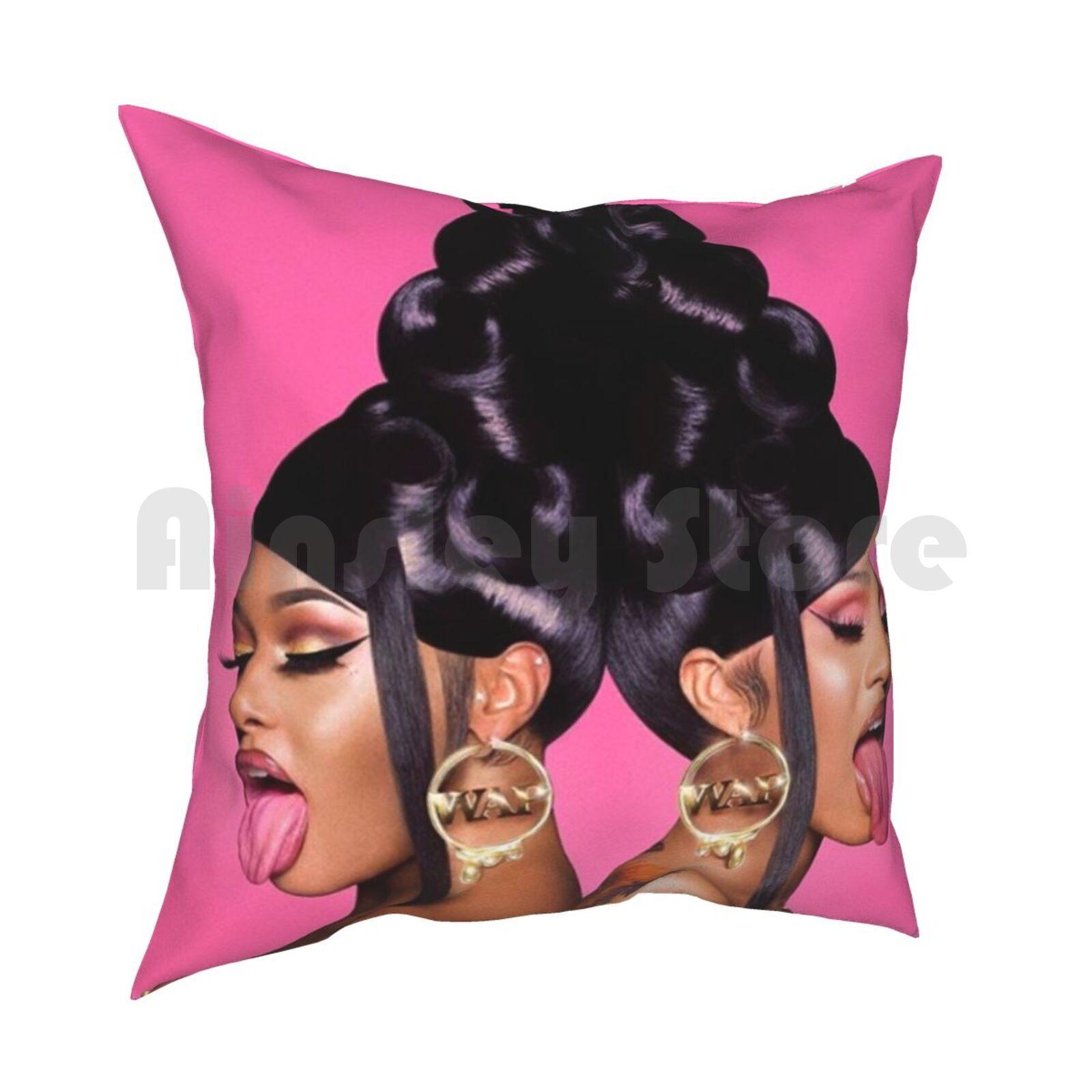 Cardi B Wap Pink Pillow Case Printed Home Soft DIY Pillow Cover Cardi B Wap Cardi B Wap Cardi B Cardi Wap Megan Thee 30x30cm 12x12in
