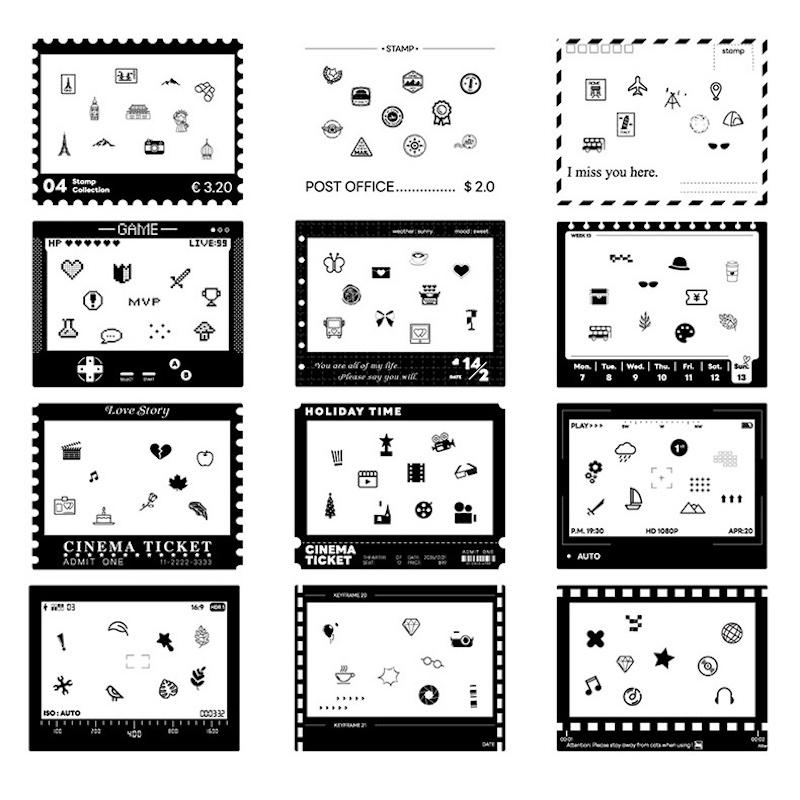 

[Film Lab] [Set of 12pcs] Frame Stickers for Instax Wide Film DIY Decoration CAC16 чёрный