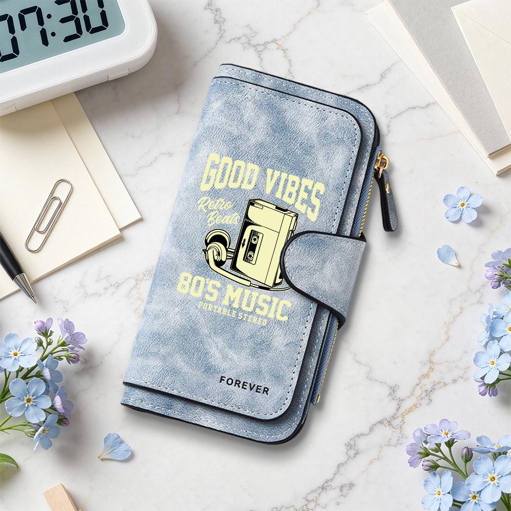 Retro Good Vibes Music Wallet Portable Stereo Purse Forever Fashion Long Card Holder