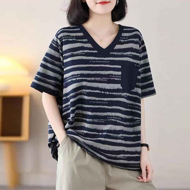 

ZANZEA Womens Summer Casual Stripe Short Sleeve T-Shirts S