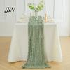 Stevig Genaaide Tafel Runner Kaasdoek Runner, Boho Rustiek Gaas Gekreukt Boerderij Stijl Elegant Doorzichtig voor Bruiloft Feest Babyshower Verjaardag Huisdecoratie