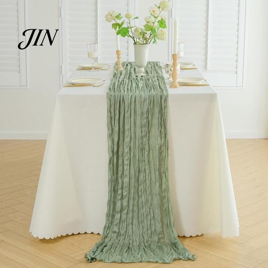 Stevig Genaaide Tafel Runner Kaasdoek Runner, Boho Rustiek Gaas Gekreukt Boerderij Stijl Elegant Doorzichtig voor Bruiloft Feest Babyshower Verjaardag Huisdecoratie