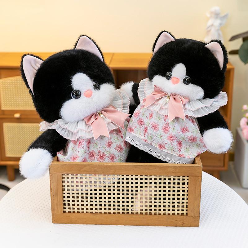 Cat Floral Dress Plush Toy Cartoon Animal Stuffed Doll Decoration Gift Birthday