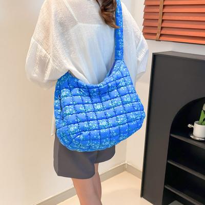 Women Quilted Cloud Tote Bag Lightweight Puffer Bubble Hobo Handbags Puffy Carryall Hobo Shoulder Bag Work Travel Crossbody Bags