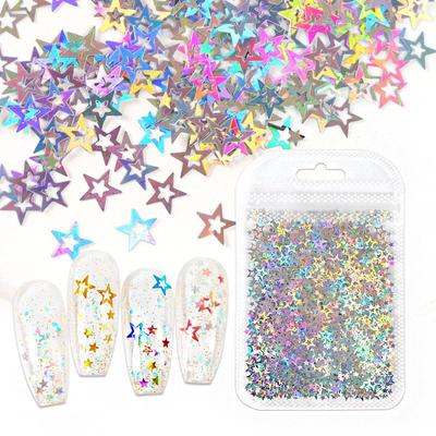 Decorazione per unghie con fiocchi laser con paillettes olografiche a stella cava