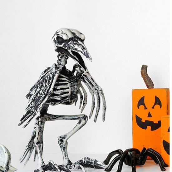 Halloween Animal Skeleton Plastic Bone Model Realistic Skeleton Crow Spider Rat Scorpion Figurine for Haunted Houses Graveyard Scenes Parties Decor