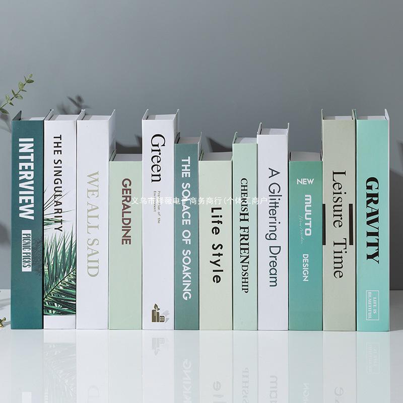 Green Faux Book Decor for Living Room TV Cabinet Display