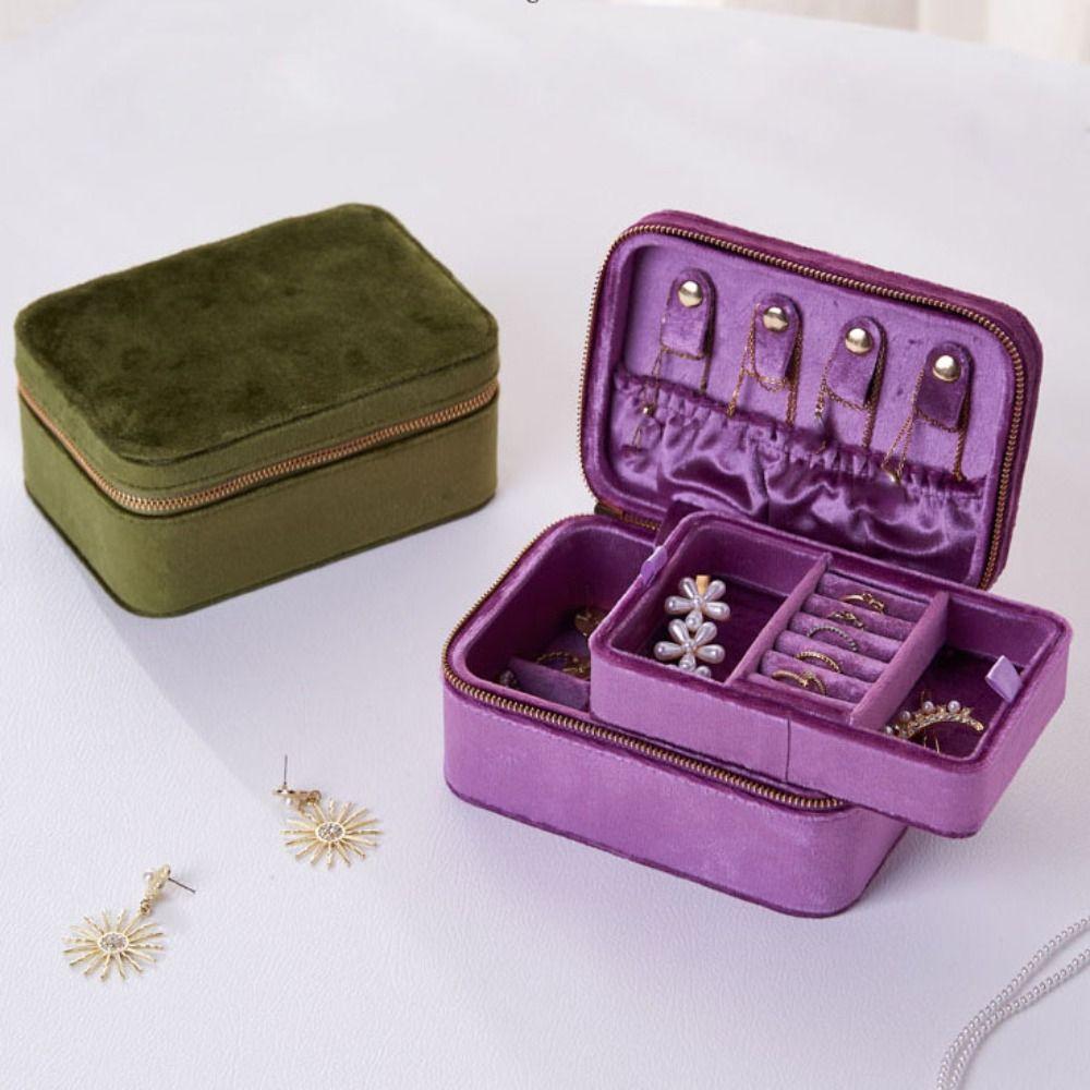 Detachable Velvet Jewelry Holder Bracelet Earrings Square Jewelry Box Vacation