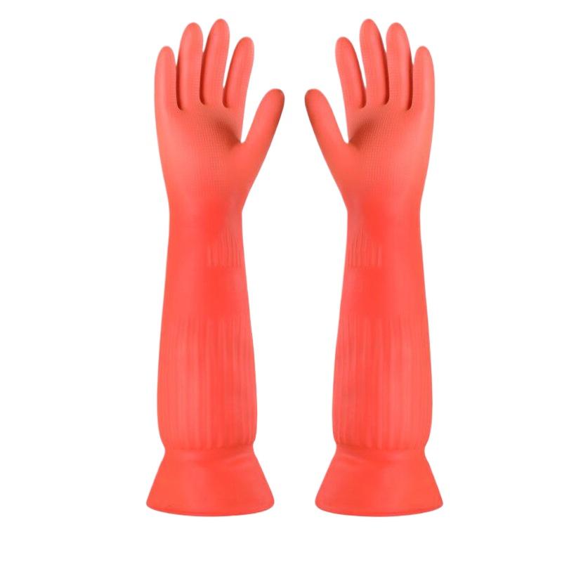 Thickened Latex Dishwashing Gloves Extended Length Rubber Cleaning Gloves for Kitchen Housework Car Washing Laundry Durable Non