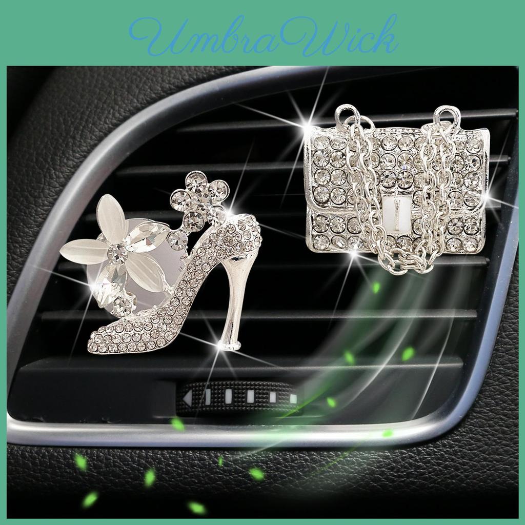 Luxurious Crystal Shoe Bag Golden High Heels Aromatherapy Car Accessory