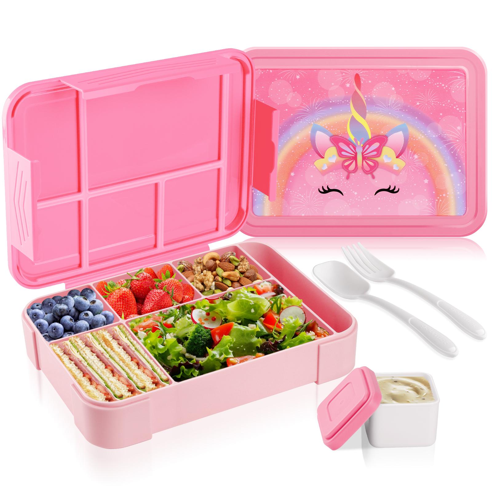 

JYPS Bento Box for Kids Leak-Proof Lunch Box with 6 Compartments Utensils BPA Free Microwave/Dishwasher Safe Lunch Container