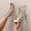Women's Stiletto Sandals Spring New Open-toed Front Lace-up Anti-slip and Wear-resistant High Heels
