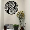 Modern Round Wall Art Iron Tree of Life Yin Yang Decor for Living Room Bedroom Office