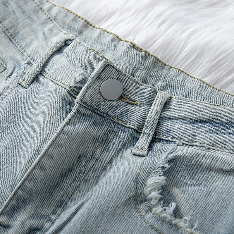 Women's Washed Micro Flare Jeans with Rhinestones